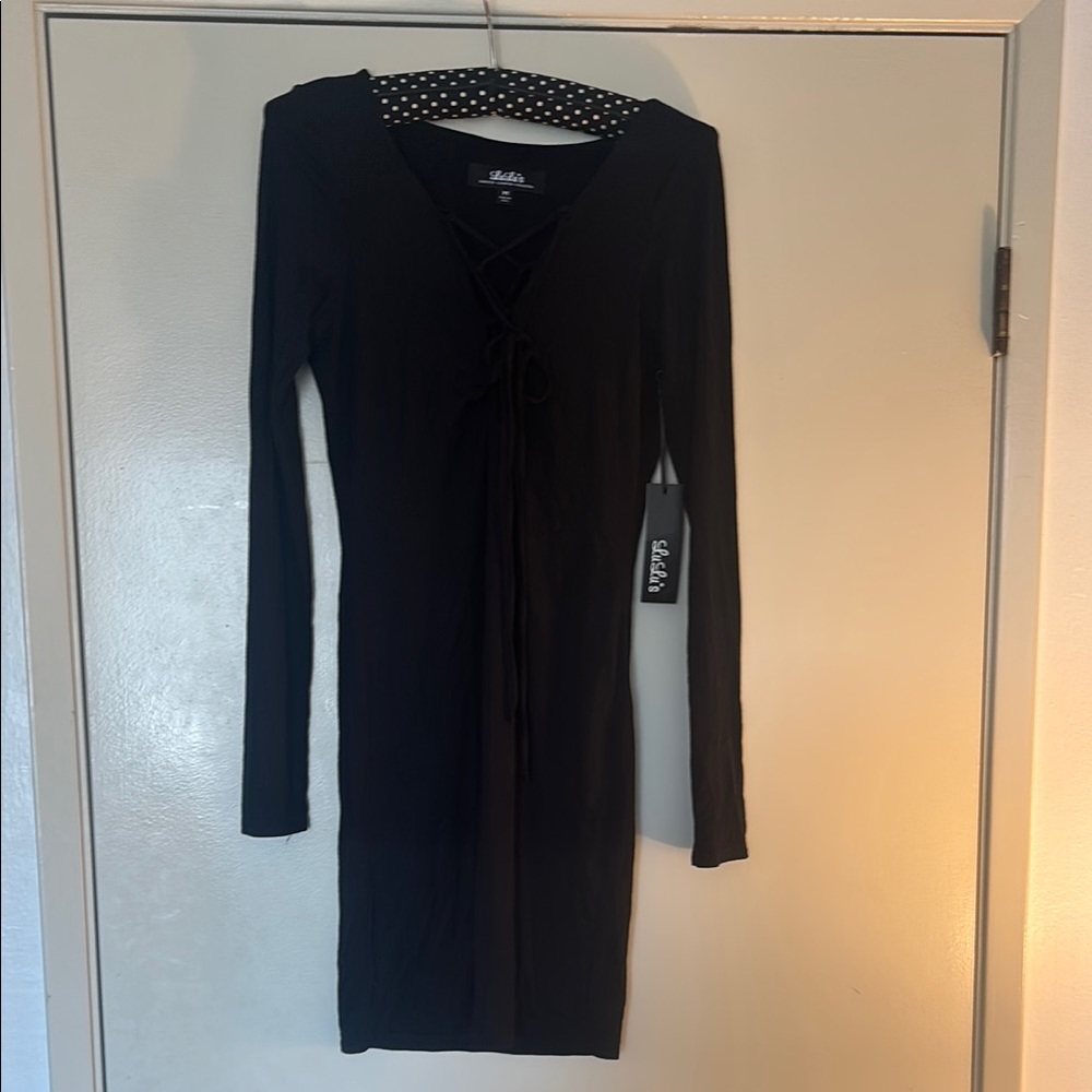 Lulu's Black Ribbed Bodycon Dress for Night Out